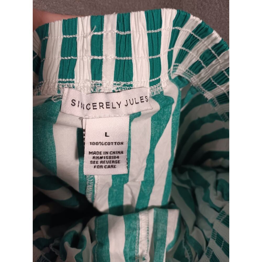 Sincerely Jules Green White Stripe Womens Size Large Boxer Shorts Lightweight - Picture 2 of 5